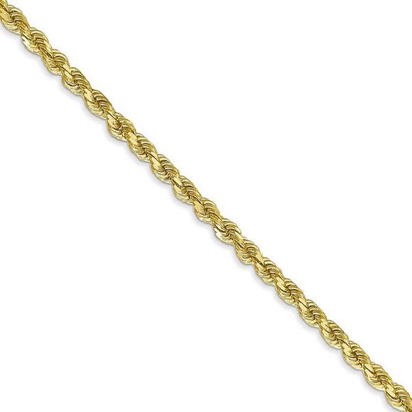 2.75mm 10k Yellow Gold Solid Diamond Cut Rope Chain Necklace, 22 Inch - Picture 1 of 8